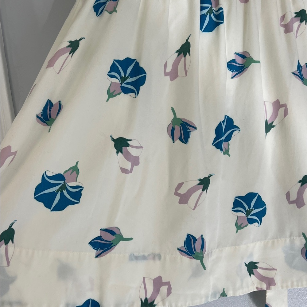 LOFT Cream Skirt with Blue and Pink Floral Pattern Sz M - Picture 7 of 7